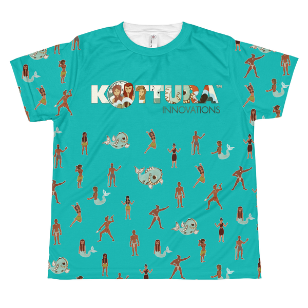 Youth Tees Takes A Village All Over Teal Tee: Youth - Kottura Innovations