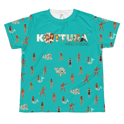 Youth Tees Takes A Village All Over Teal Tee: Youth - Kottura Innovations